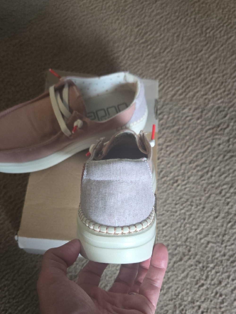 Womans Pink Canvas Hey Dude Shoes - Picture 4 of 6